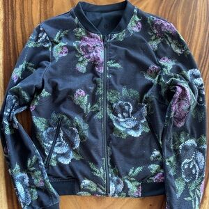 Lululemon Reversible Rose Print/Black Bomber Jacket